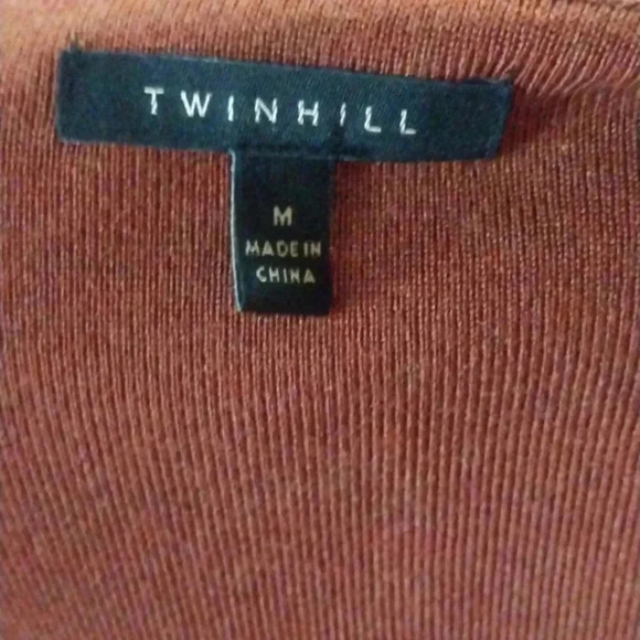 Twinhill Wool Blend Burnt Orange Full Zip up Cardigan Knit Fall Sweater Size M - Picture 6 of 8